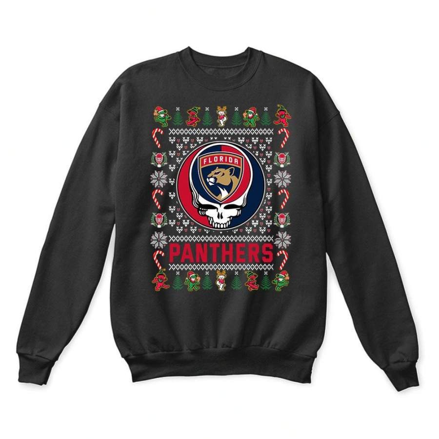 Florida Panthers x Grateful Dead Christmas Ugly Sweatshirt-Black