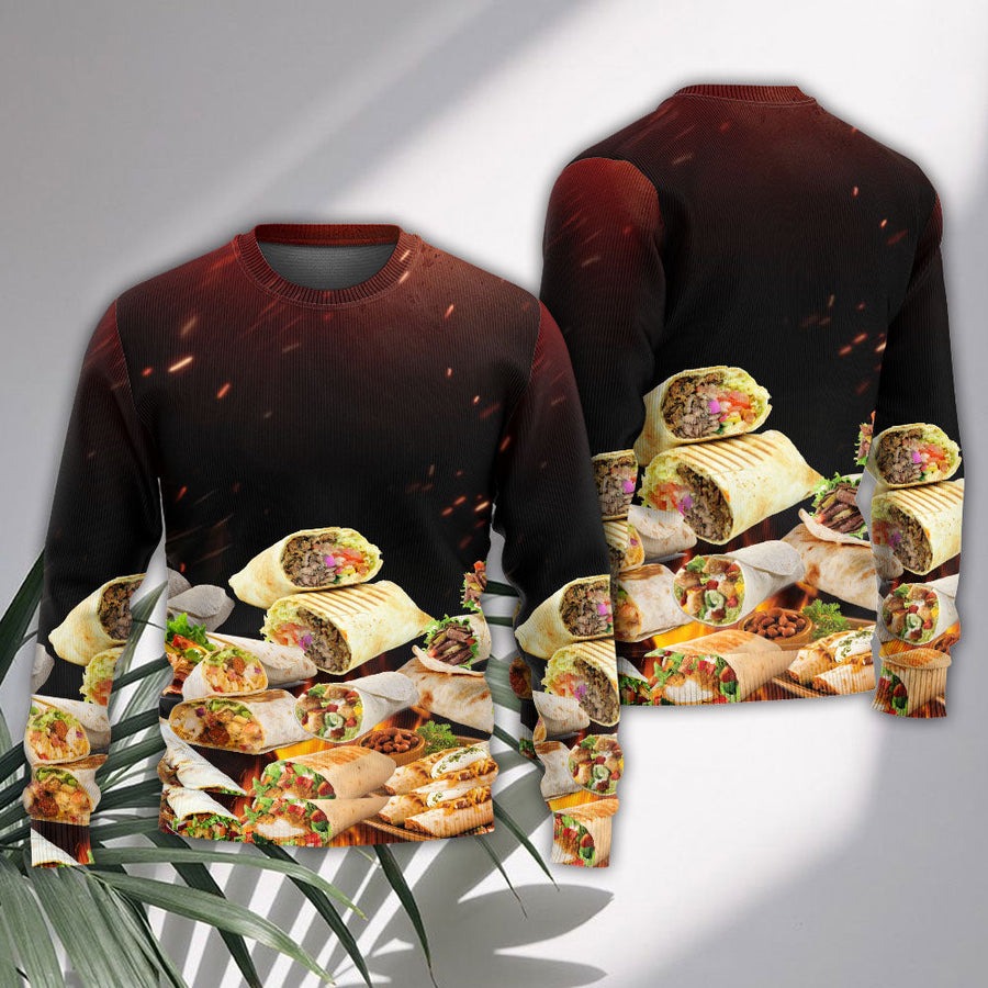 Food Burritos Fast Food Delicious - Sweater - Ugly Christmas Sweaters