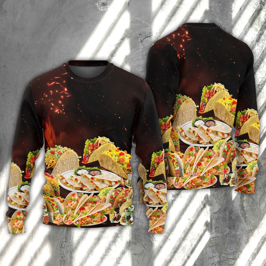 Food Tacos Fast Food Delicious - Sweater - Ugly Christmas Sweaters