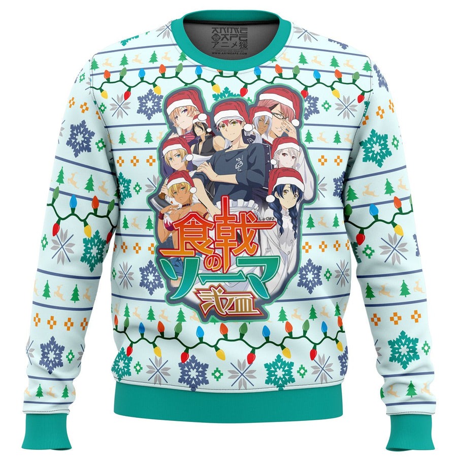 Food Wars Fight to Conquer Ugly Christmas Sweater - OwlsMatrix