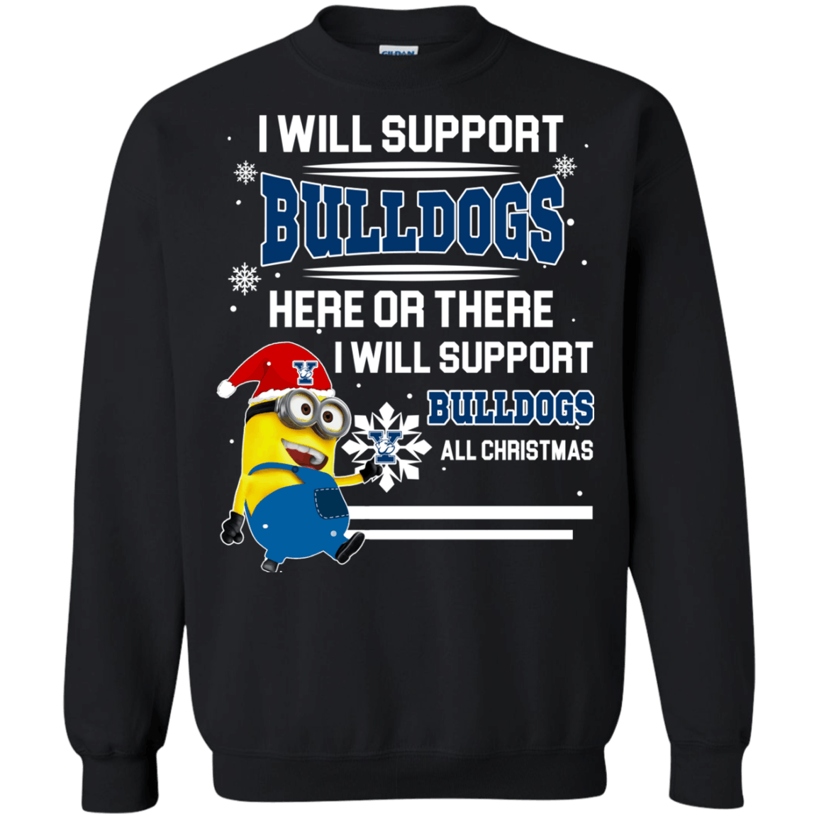 Fortuitous Yale Bulldogs Minion Ugly Christmas Sweaters Support Here Or There All Christmas Sweatshirts