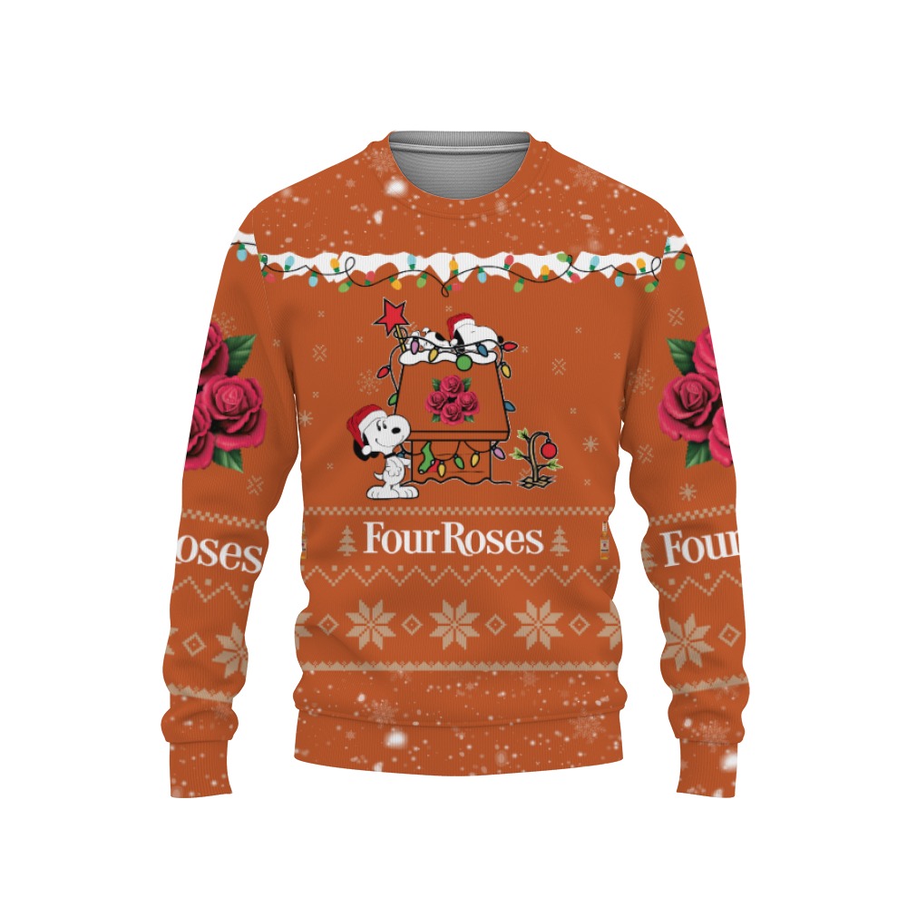 Four Roses Whiskey American Whiskey Beers Merry Christmas, Snoopy House Cute Fan Gift-3D Sweatshirt