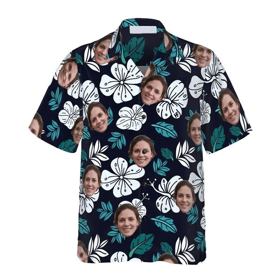 Funny Custom Face Floral Hawaiian Shirt, Family Beach shirt, S-5XL US Size