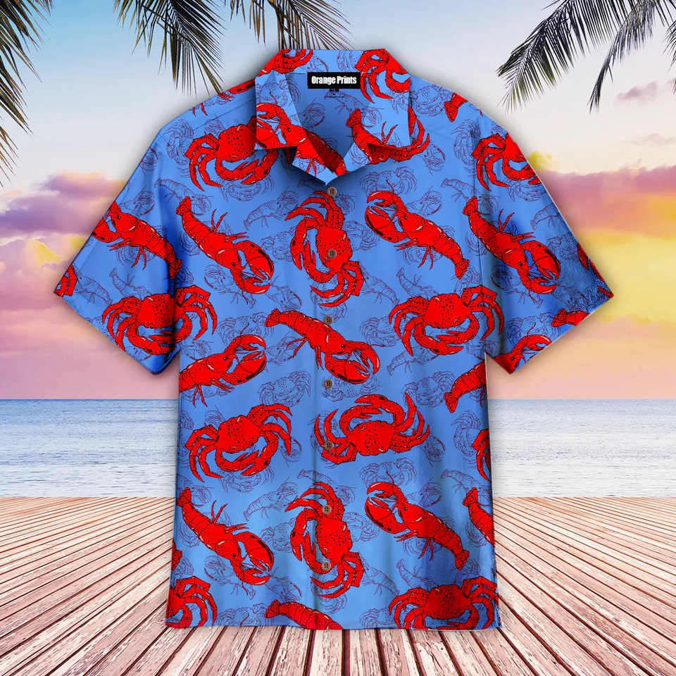 Funny Summer Lobster and Crab Hawaiian Shirt, Gift For Men, S-5XL US Size