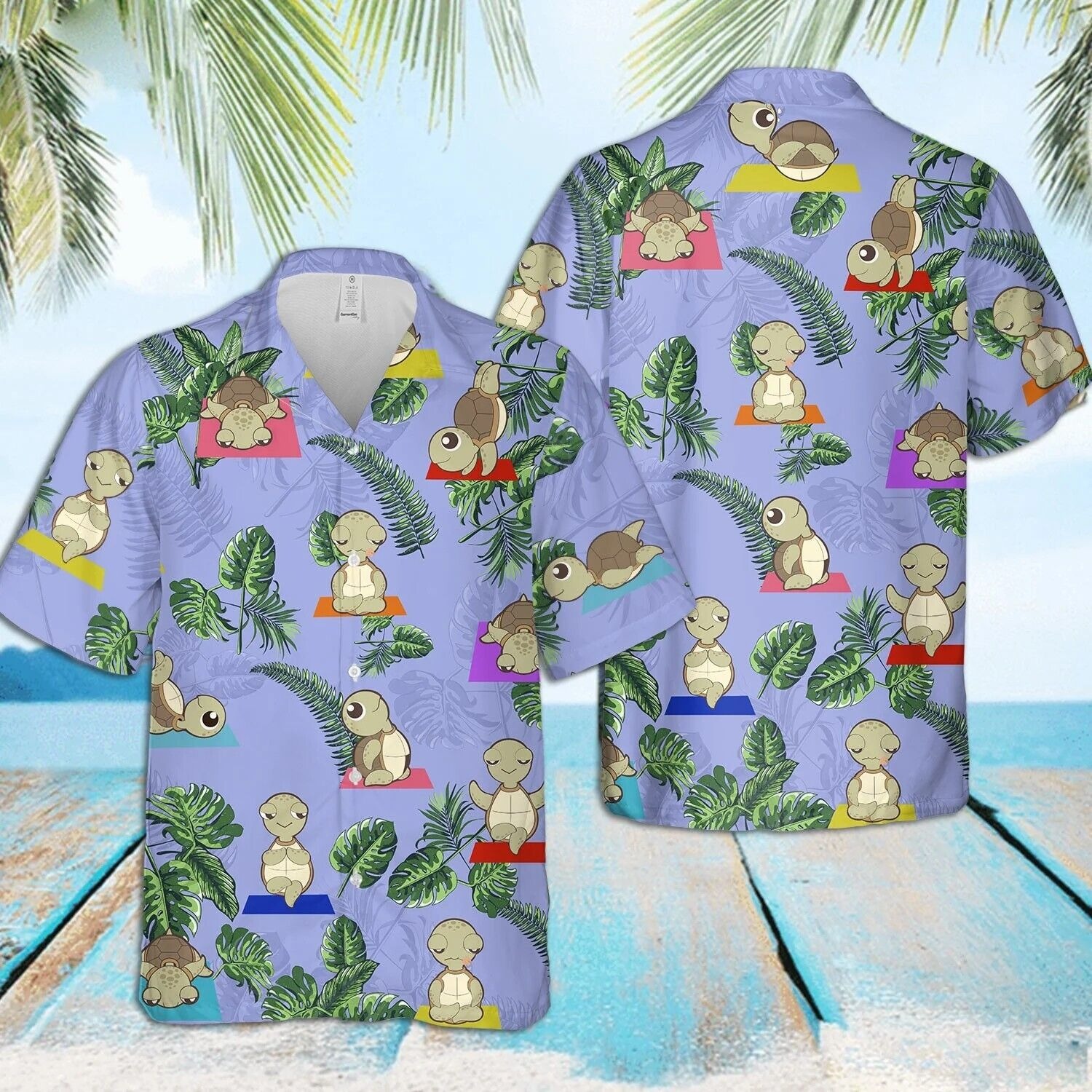 Funny Turtle Yoga Practice Trendy Hawaiian Shirt For Family, S-5XL US Size