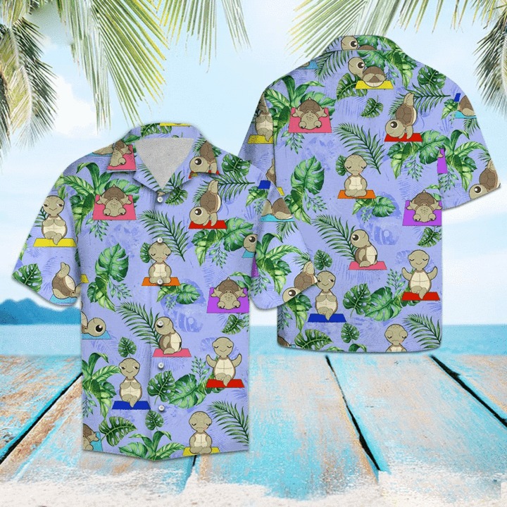 Funny Turtle Yoga Unisex Hawaiian Shirt For Fan, Beach Shirt, S-5XL US SIZE