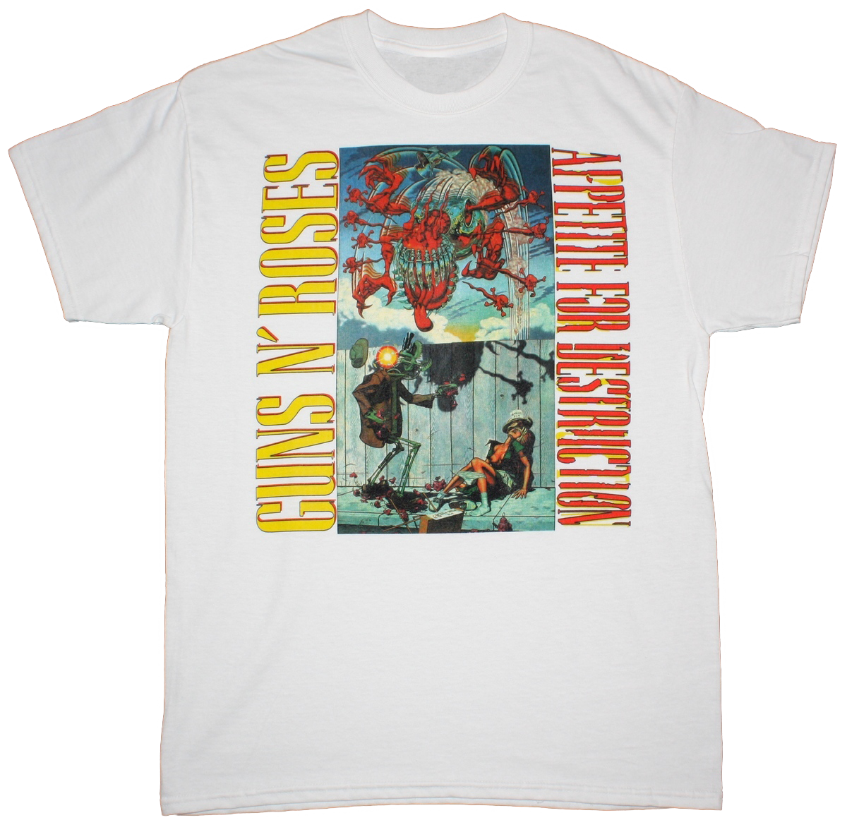 GUNS N ROSES APPETITE FOR DESTRUCTION NEW WHITE T-SHIRT