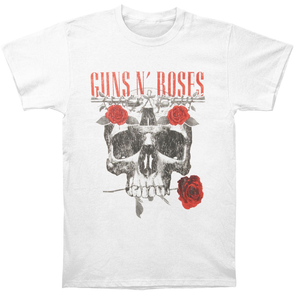 GUNS N ROSES Red Roses Off-White Tee Slim Fit T-shirt