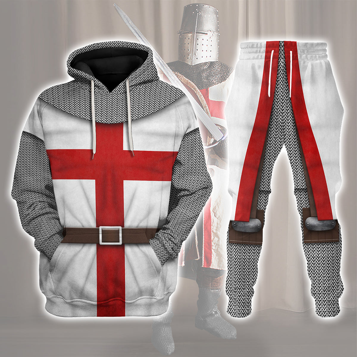 Gearhomie 1189-1192 Templar Knight-String Mail Costume Track suit 