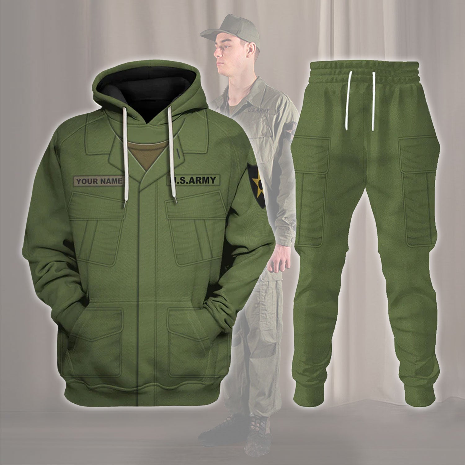 Gearhomie American Jungle Tunic and trousers-3rd pattern-Poplin Rip Stop-Basic Costume Track suit 