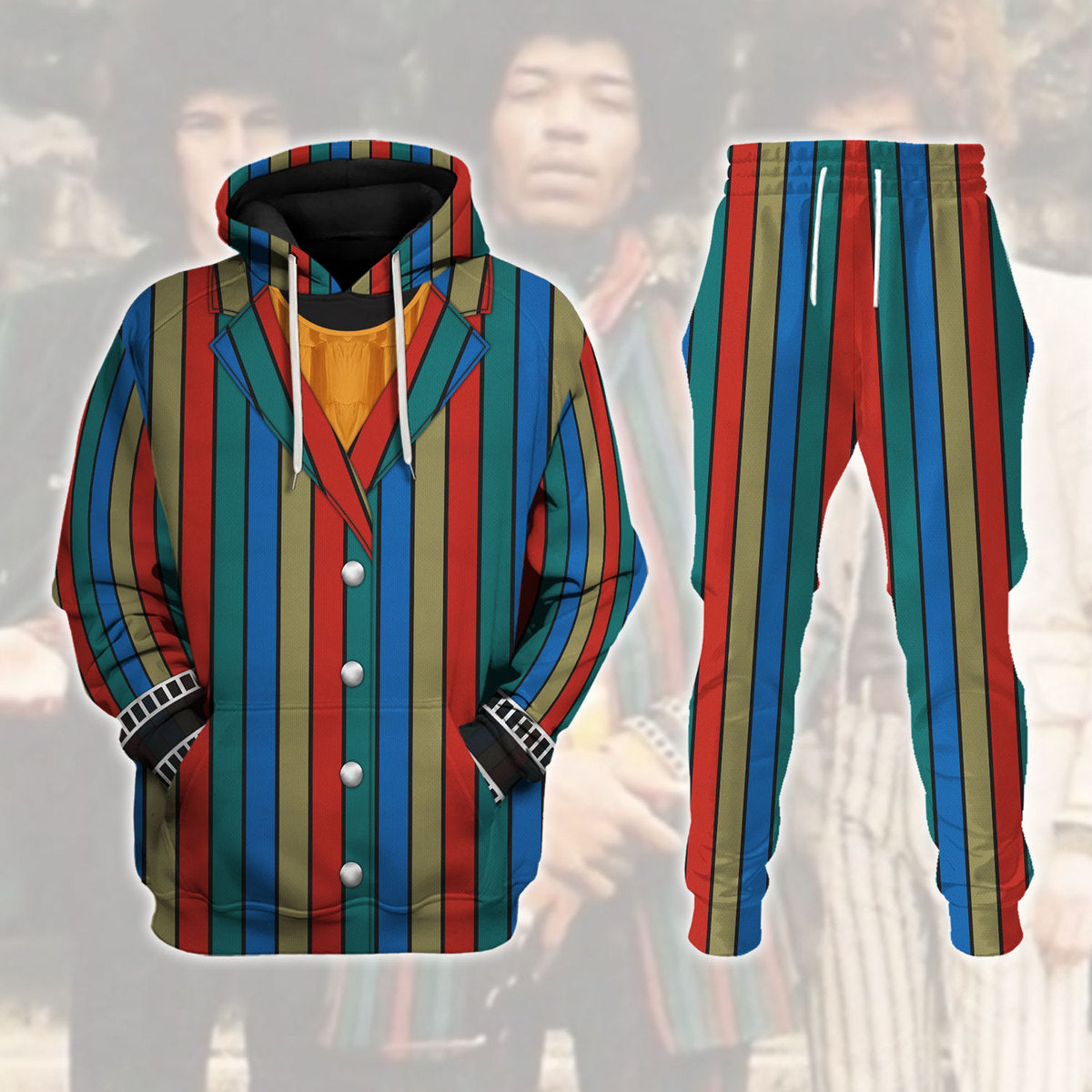 Gearhomie Burning Outfit Jimi Hendrix Costume track suit 