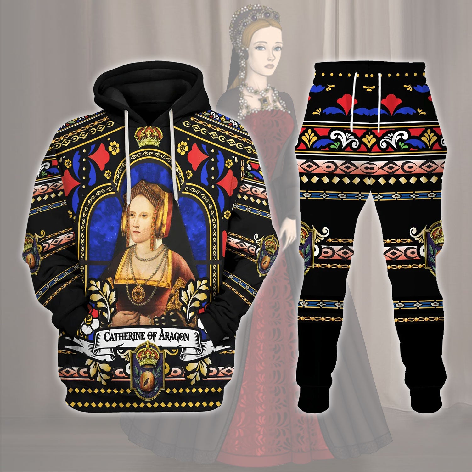 Gearhomie Catherine of Aragon Queen of England Costume coplays track suit 