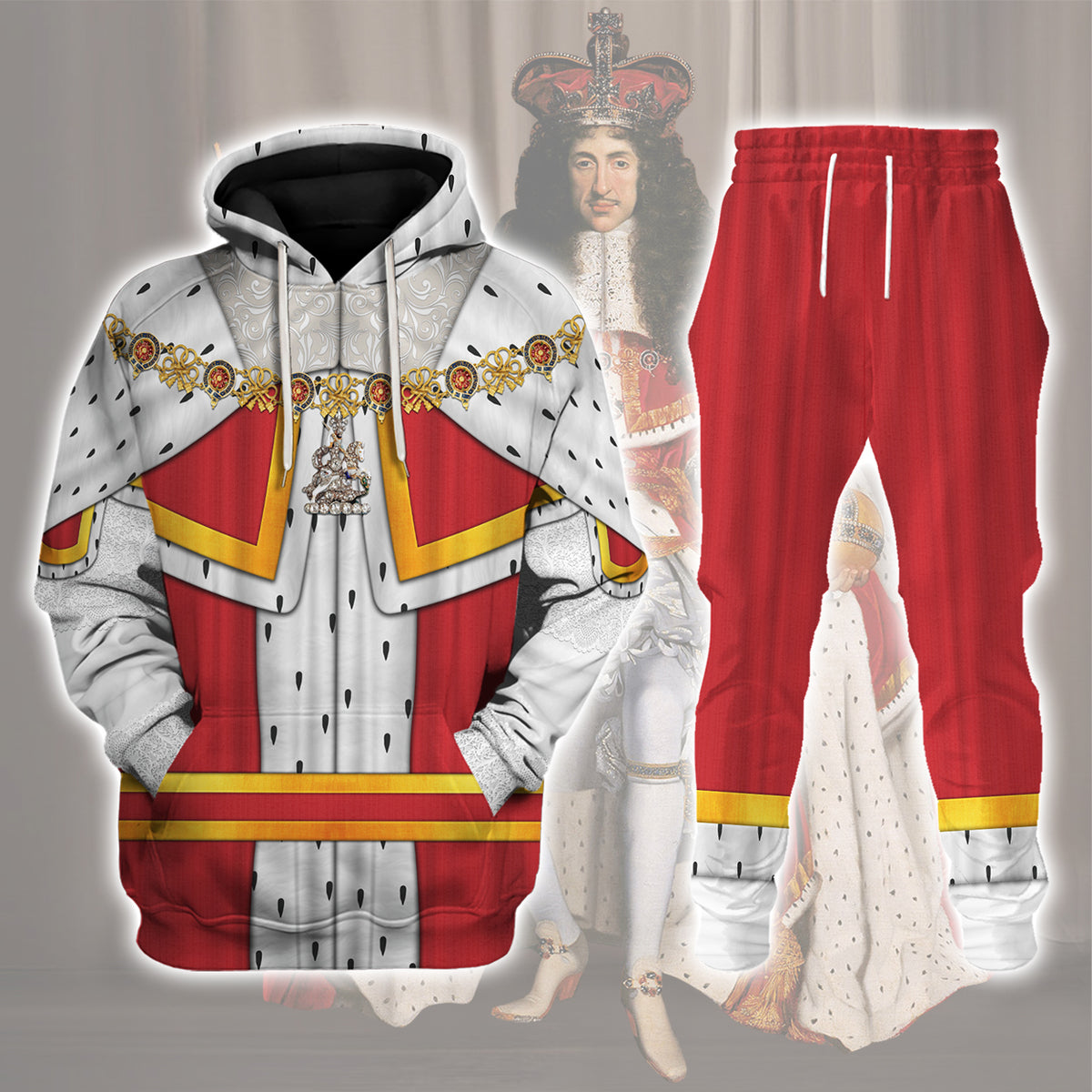 Gearhomie Charles II King of England Costume track suit 