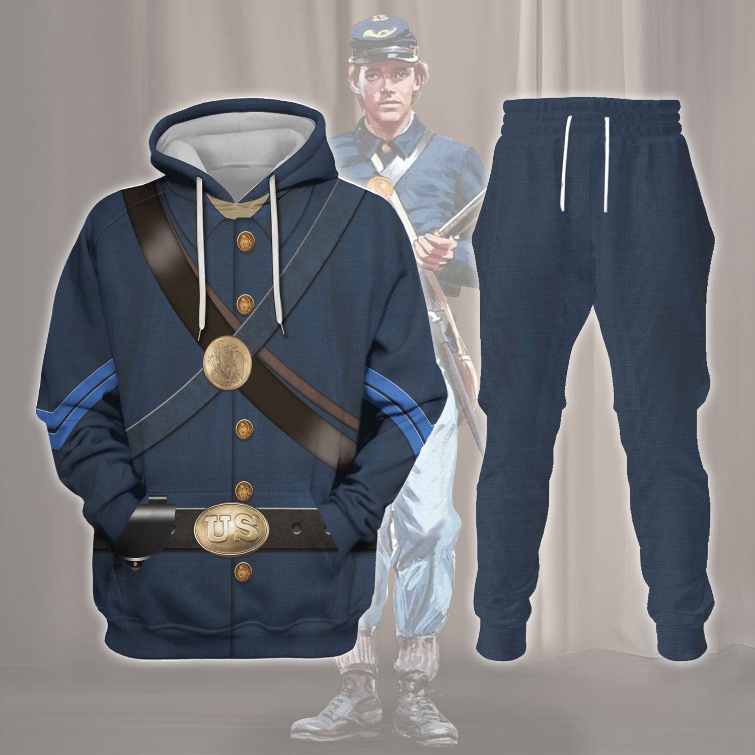 Gearhomie Civil Wars of Blue Union Infantryman Costume track suit 