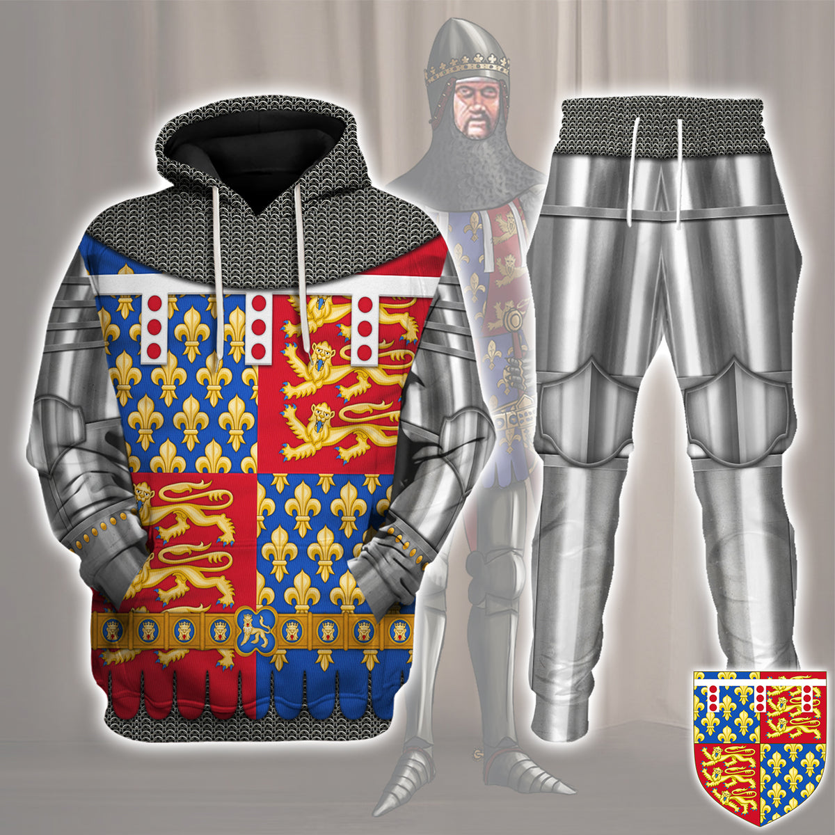 Gearhomie Edmund of Langley, 1st Duke of York Amour Knights Costume track suit 