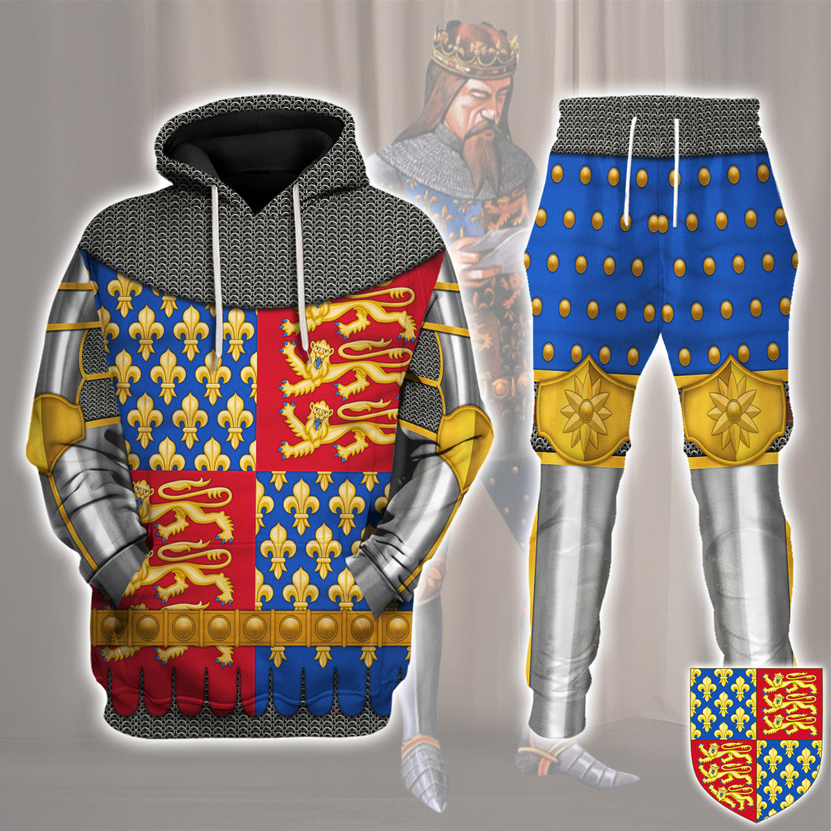 Gearhomie Edward III Of England Amour Knights Costume track suit 