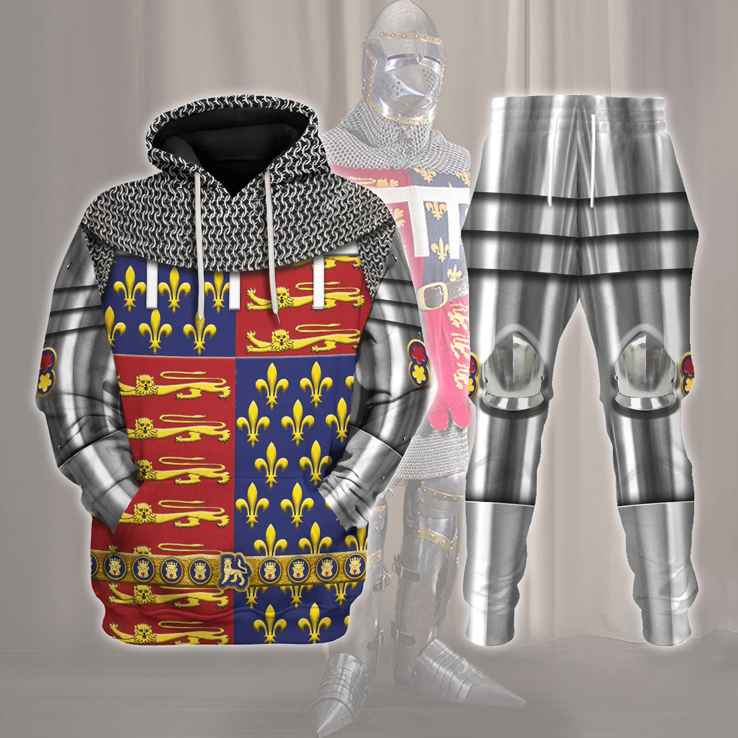 Gearhomie Edward The Black Prince Armor Costume track suit 