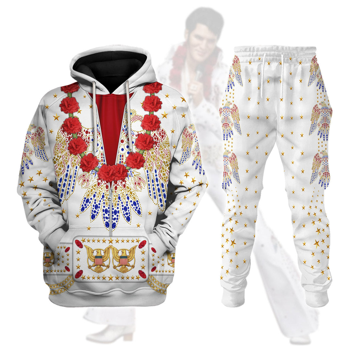 Gearhomie Elvis Aloha Costume white track suit 