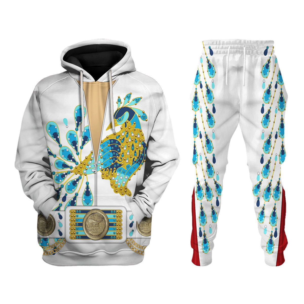 Gearhomie Elvis Presley Peacock Outfit Costume track suit 