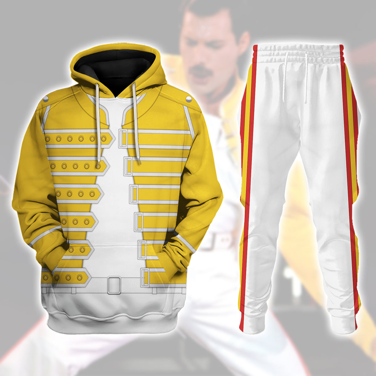 Gearhomie Freddie Mercury Costume Wembley Yellow track suit 