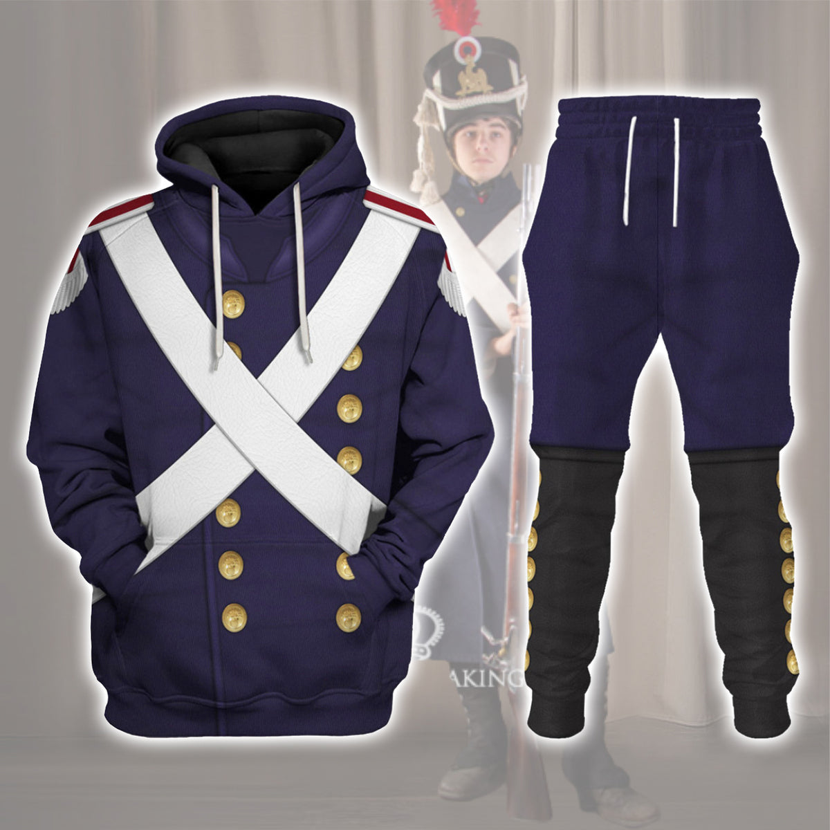 Gearhomie French Imperial Guard-Young Guard Fusalier-Campaign Dress-1815 Uniform All Over Print track suit 