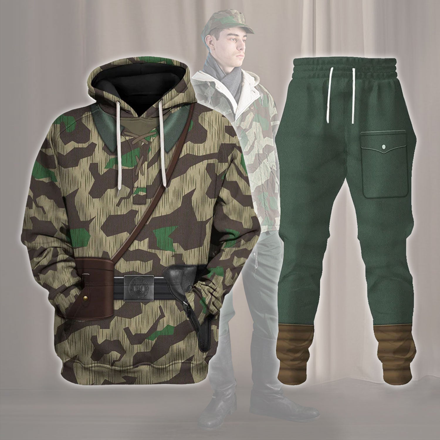 Gearhomie German Army Splinter Camouflage-White Reversible Jacket 1943-1945 Costume track suit 