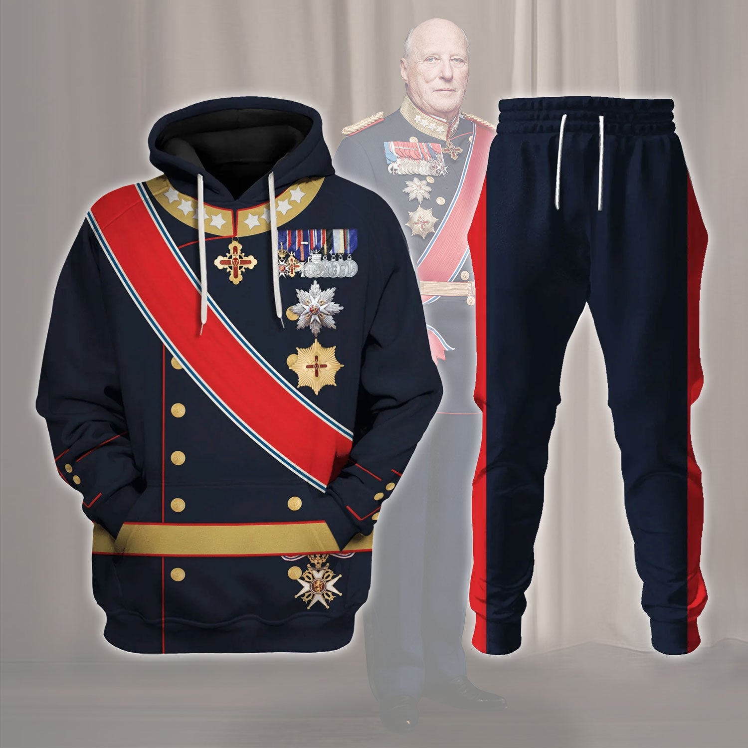 Gearhomie Harald V of Norway King of Norway Costume track suit 