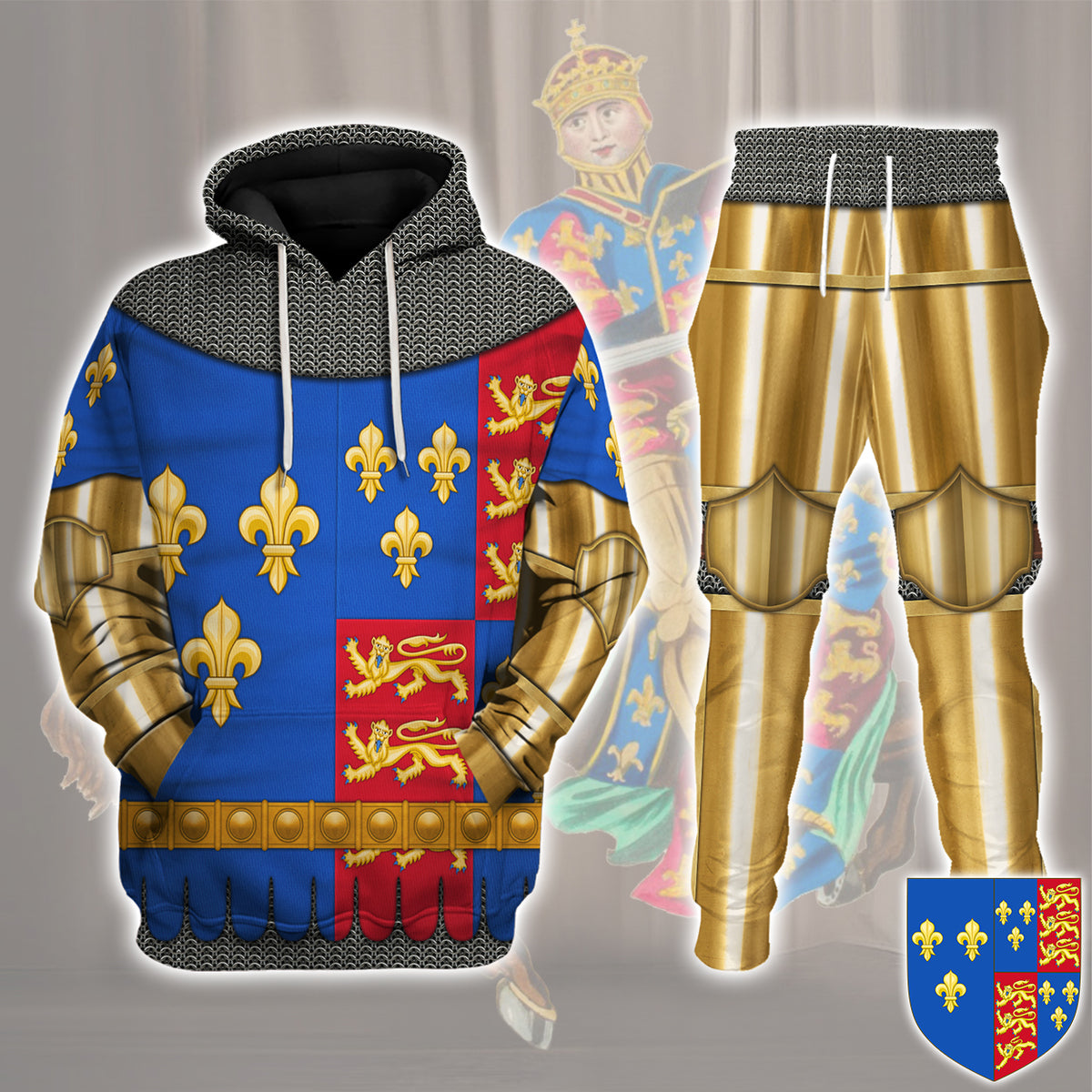 Gearhomie Henry VI Of England Amour Knights Costume track suit 