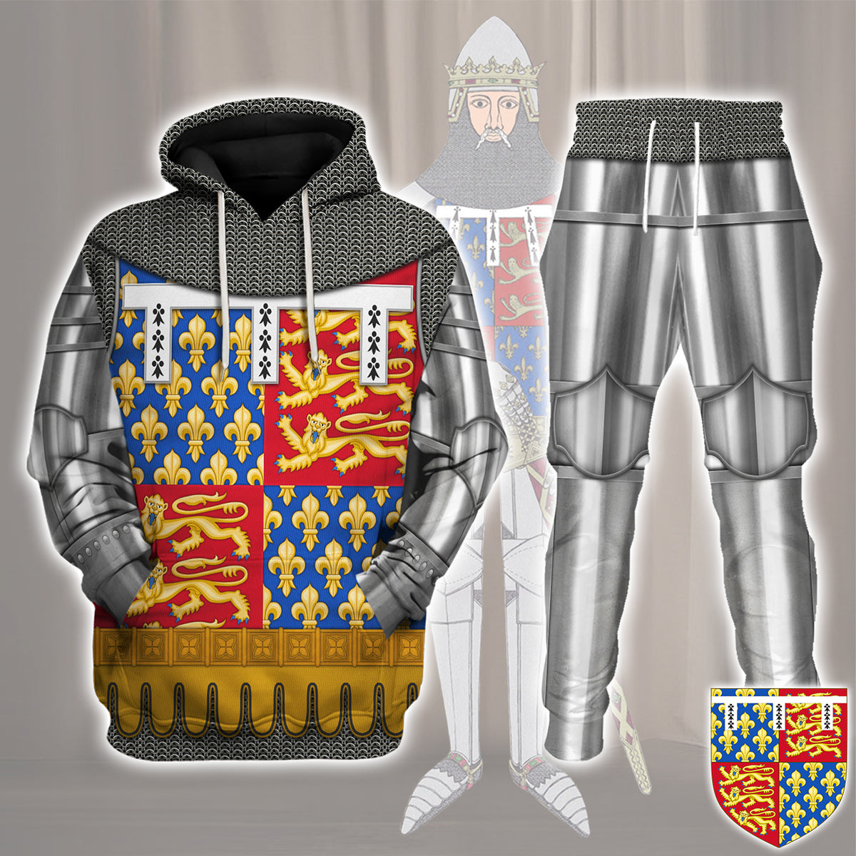 Gearhomie John of Gaunt, Duke of Lancaster Amour Knights Costume track suit 