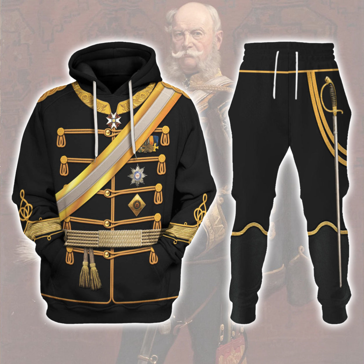 Gearhomie Kaiser Wilhelm I in a Hussar's Uniform German Emperor Costume track suit 