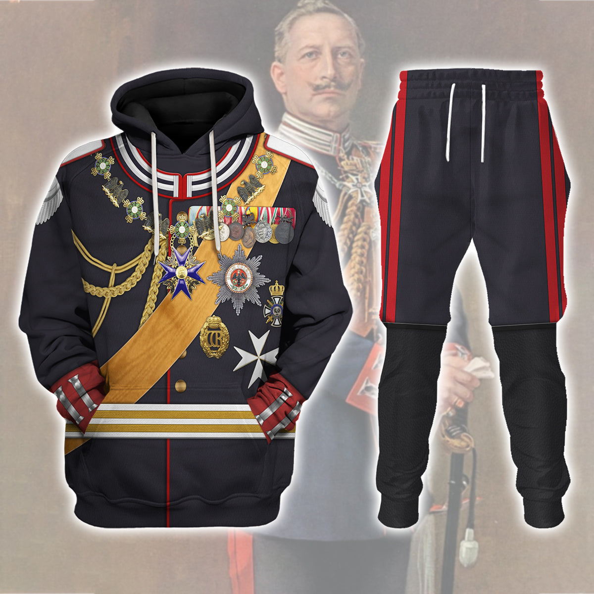 Gearhomie Kaiser Wilhelm II Gala Uniform with Degen German Empire Costume track suit 