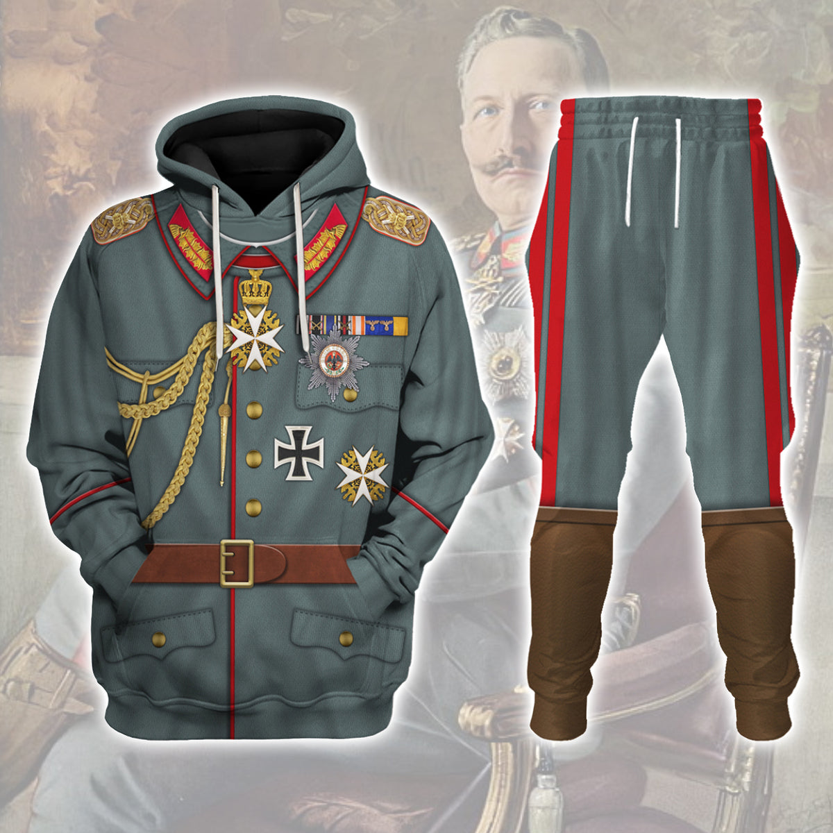 Gearhomie Kaiser Wilhelm II Uniform German Emperor Costume track suit 