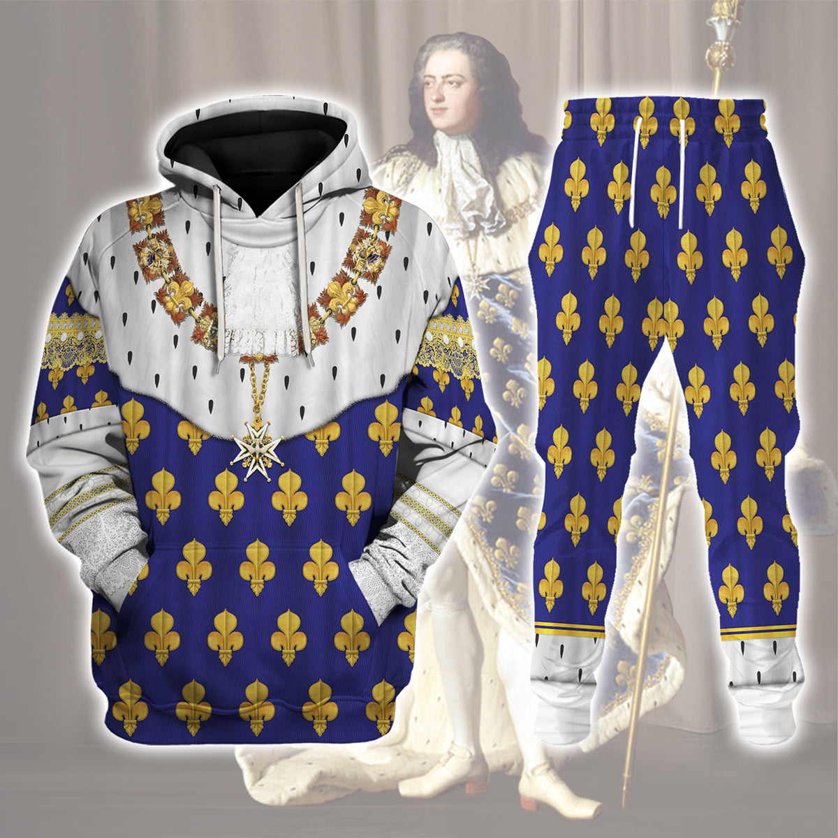 Gearhomie Louis XV of France in Coronation Robes Costume All Over Print track suit 