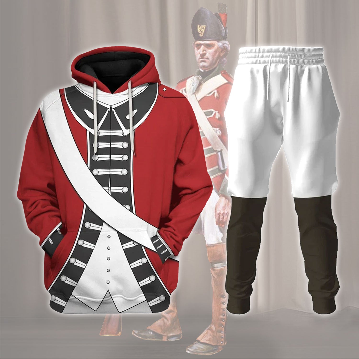 Gearhomie Loyalist Redcoat American Revolutionary War Costume track suit 