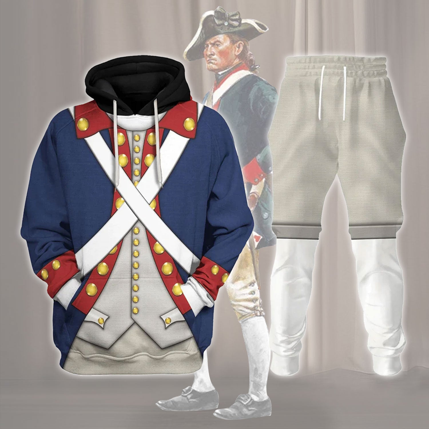 Gearhomie Patriot Soldier in American Revolution Costume track suit 