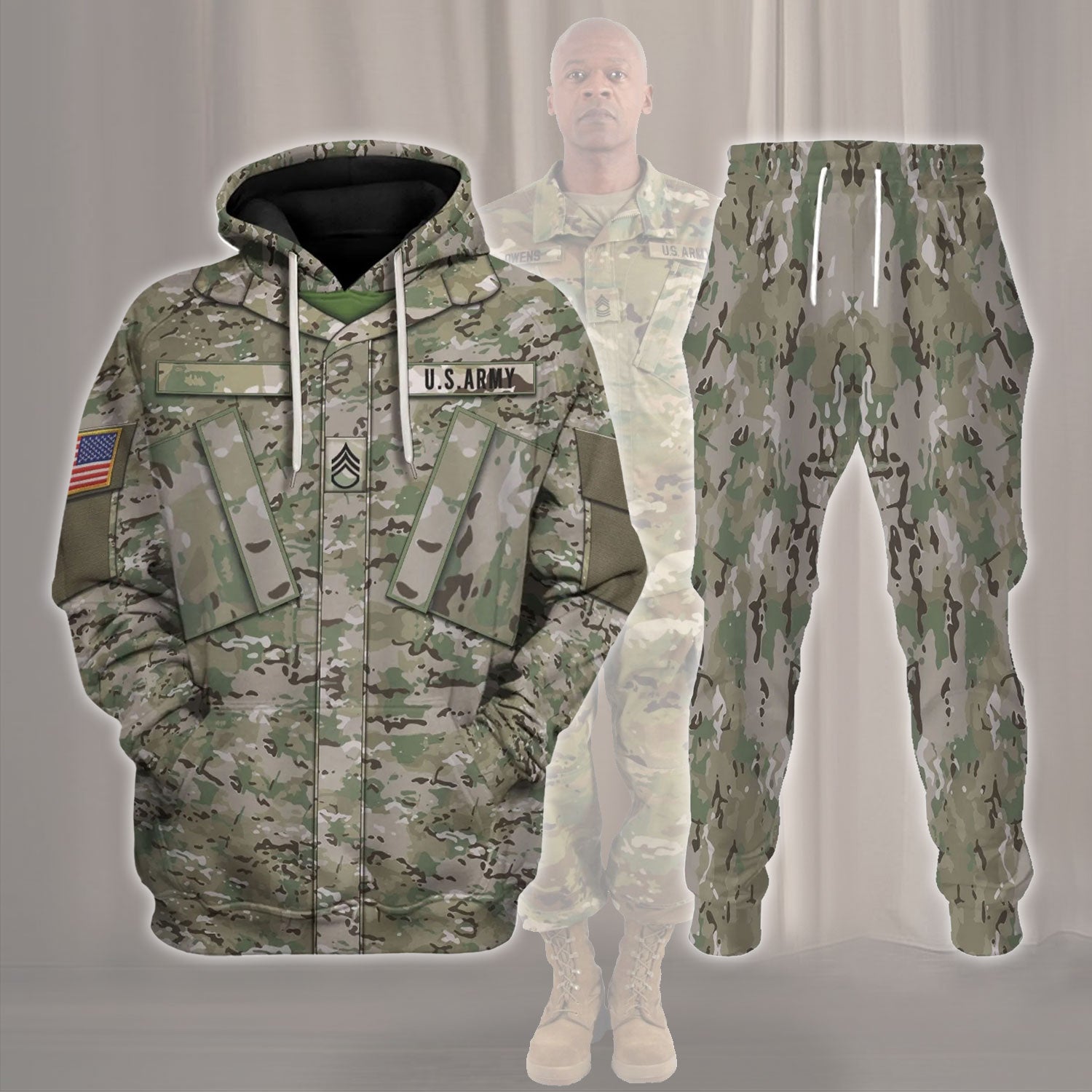 Gearhomie Personalize Name Badge US Army Combat Uniform Operational Camouflage Pattern (OCP) Costume track suit 