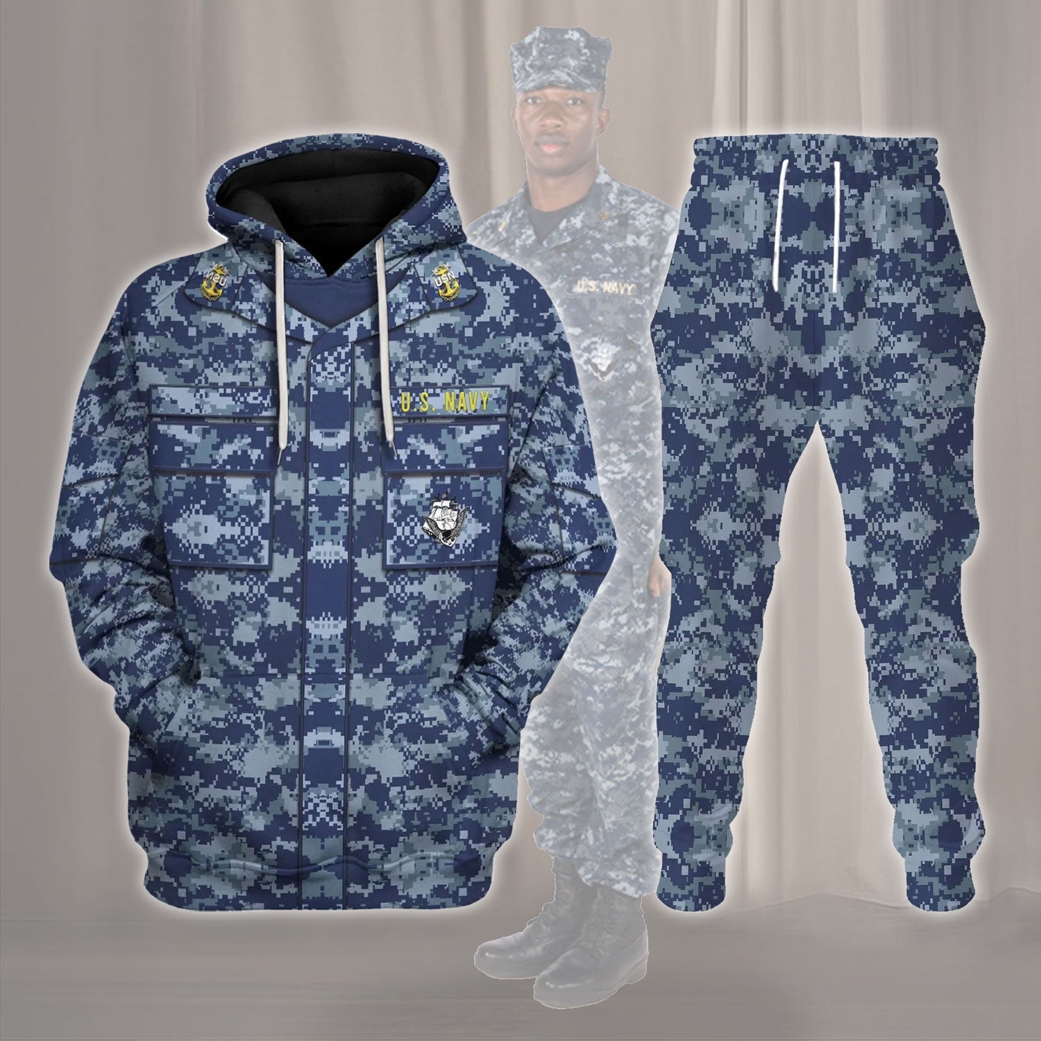 Gearhomie Personalized Rank and Branches United States Navy Working Uniform Type I Costume track suit 