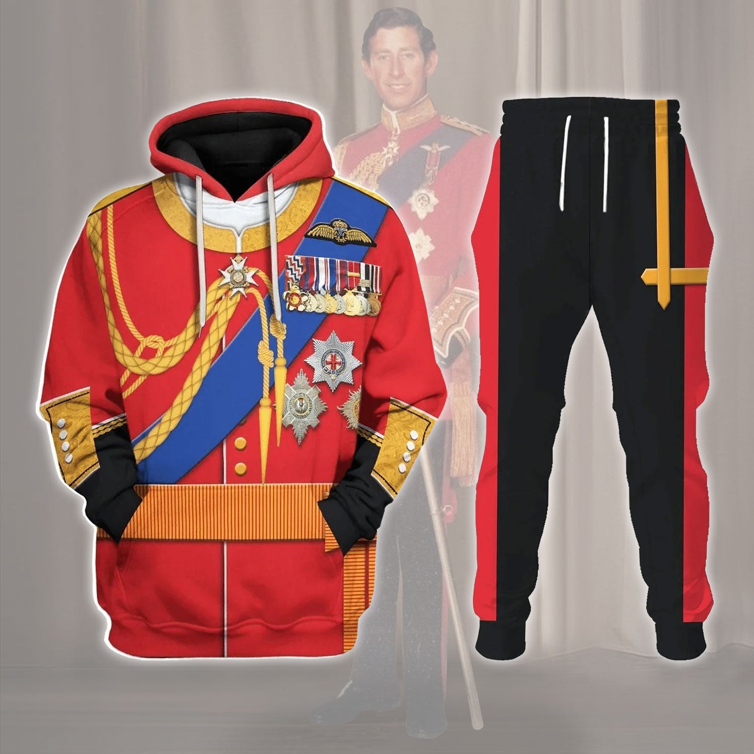 Gearhomie Prince Charles Prince of Wales Costume track suit 