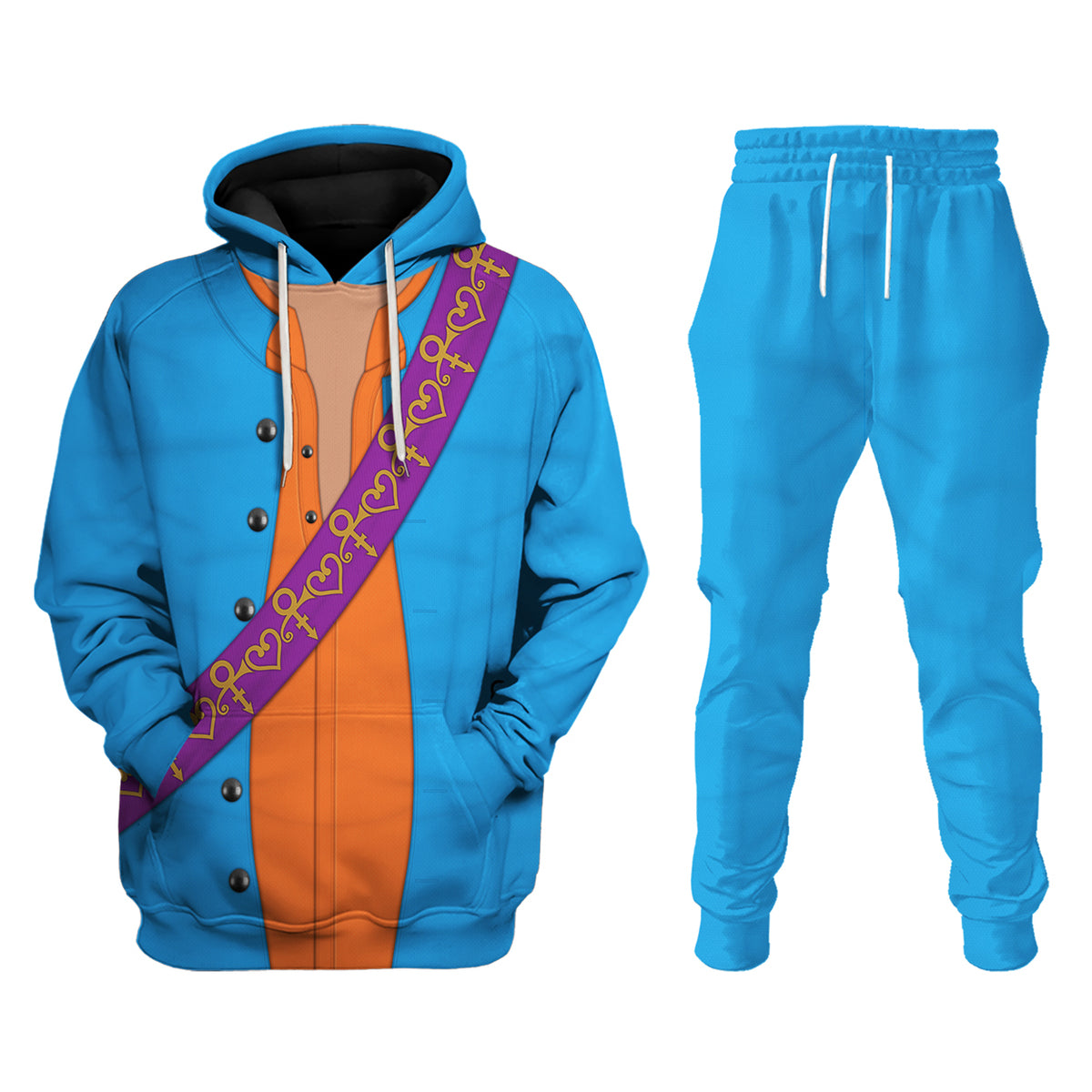 Gearhomie Prince Suit Turquoise and Orange All-Over Print Unisex Pullover track suit 