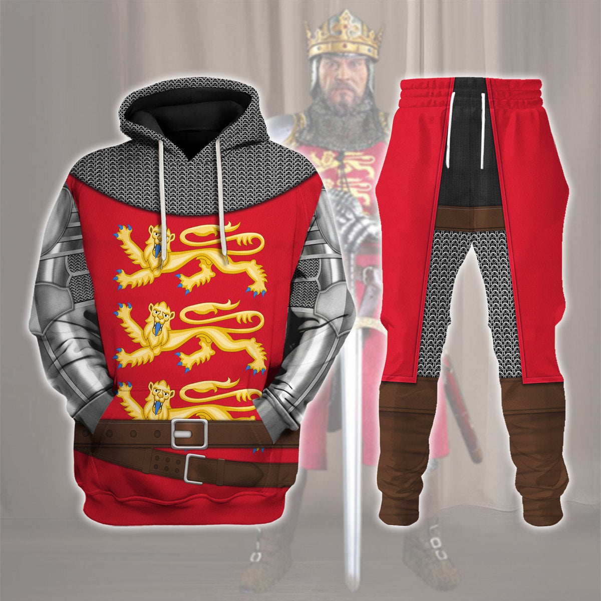 Gearhomie Richard The Lionheart Knight A Royal Heraldry Costume track suit