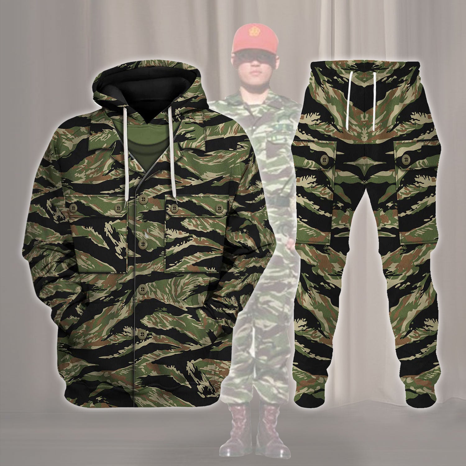 Gearhomie Tigerstripe South Vietnam Special Forces Tiger Stripe CAMO Costume track suit 