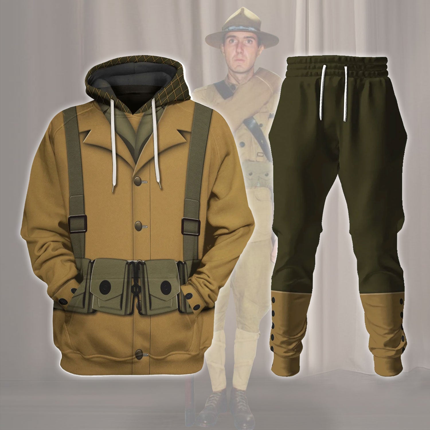 Gearhomie US Army WW1 Infantryman Costume track suit 