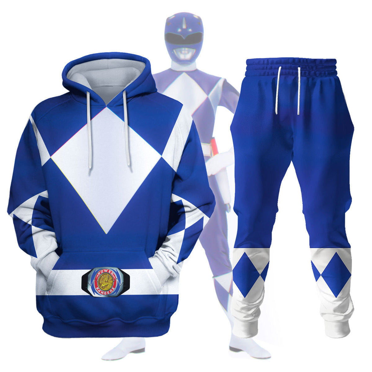 Gearhomie Unisex Tracksuit Hoodies Blue Power Ranger 3D track suit 