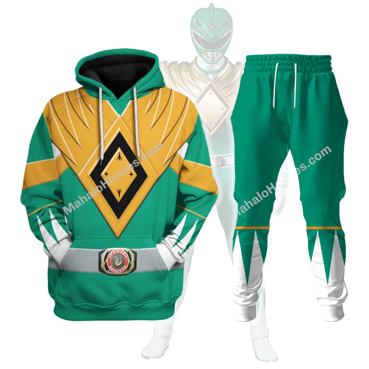 Gearhomie Unisex Tracksuit Hoodies Green Power Ranger 3D track suit 