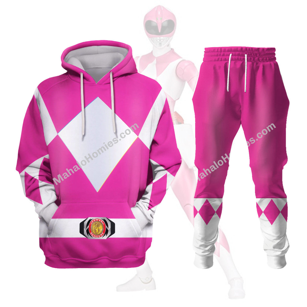 Gearhomie Unisex Tracksuit Hoodies Pink Power Ranger 3D track suit 