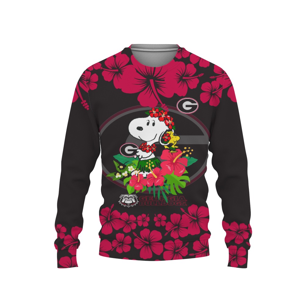 Georgia Football Champions Sports Hibiscus Hawaiian Patterns Shirt-3D Sweatshirt