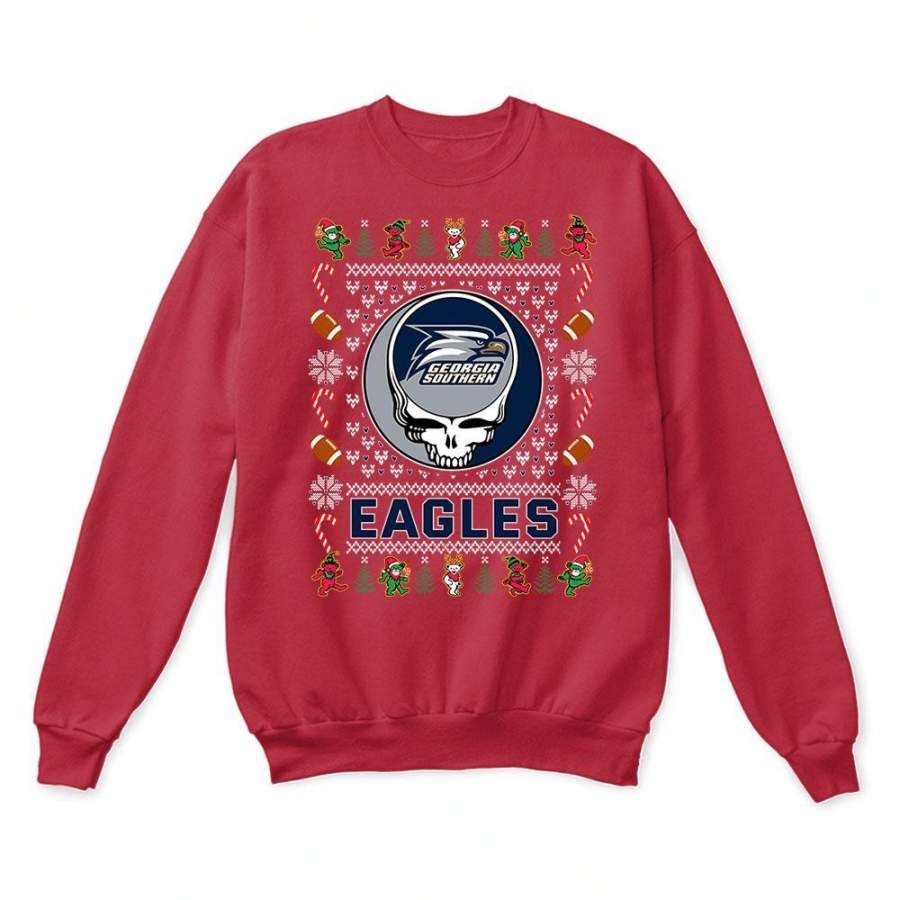 Georgia Southern Eagles x Grateful Dead Christmas Ugly Sweatshirt-Red