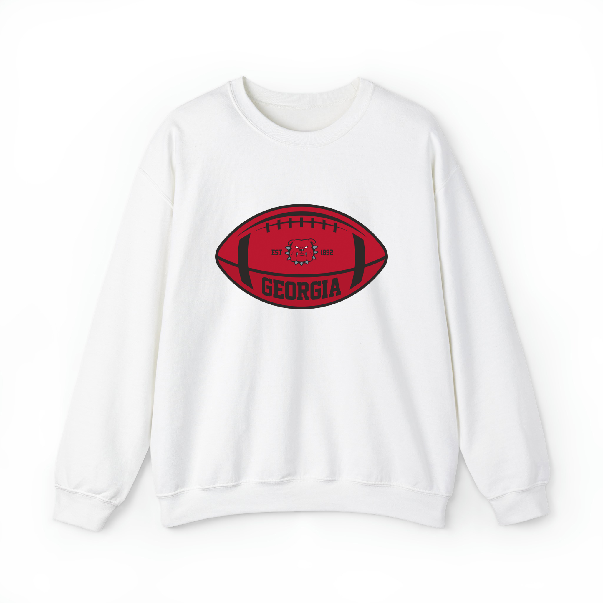 Georgia Team Colors Football Unisex Sweatshirt- White