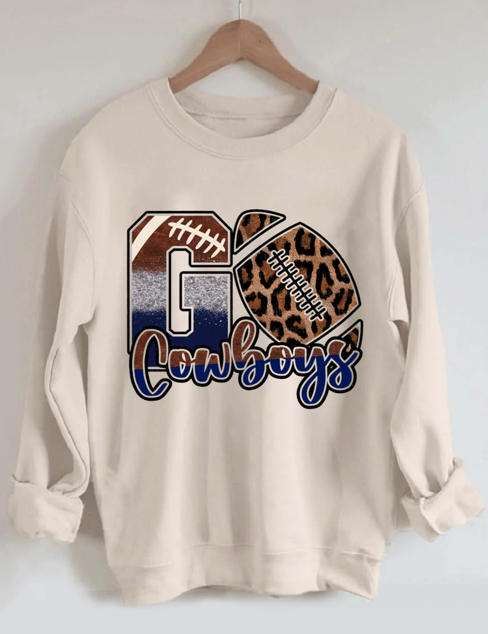 Go Cowboys Leopard Football Unisex Sweatshirt Sand