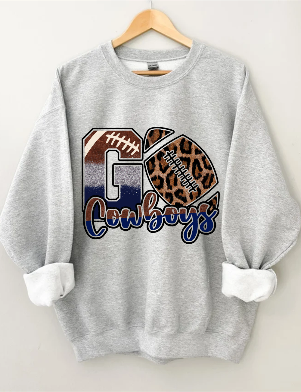 Go Cowboys Leopard Football Unisex Sweatshirt Sport Grey